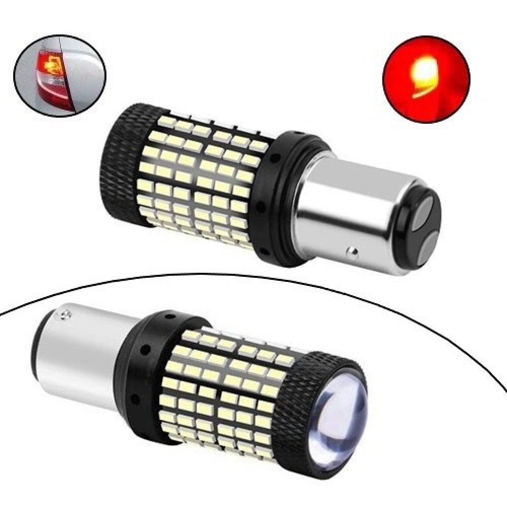 LED лампа 1157 BAY15D P21, 144 SMD 2814, белый свет, 1600 лм, 12В, алюминиевый корпус