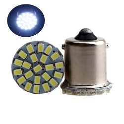 LED лампы 1156 BA15S P21W 22 SMD 5050, белый свет, комплект 2шт для авто, габаритов и поворотников