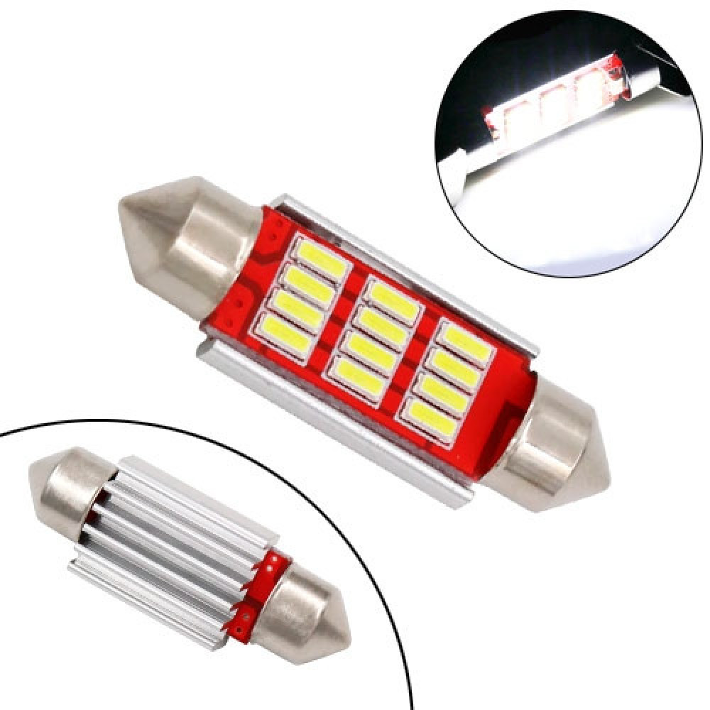 LED лампа C5W C10W 36мм, 12 SMD 4014, с обманкой Canbus, белий свет для авто, салона і номера