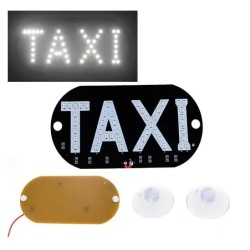 Автомобильное LED табло Такси TAXI 12В белое с присосками и кабелем в прикуриватель для авто