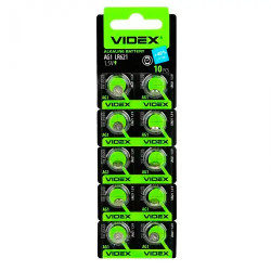 Батарейка таблетка Videx AG1 LR621 LR60 алкалайн 1.5В для часов, калькулятора, игрушек, 10шт