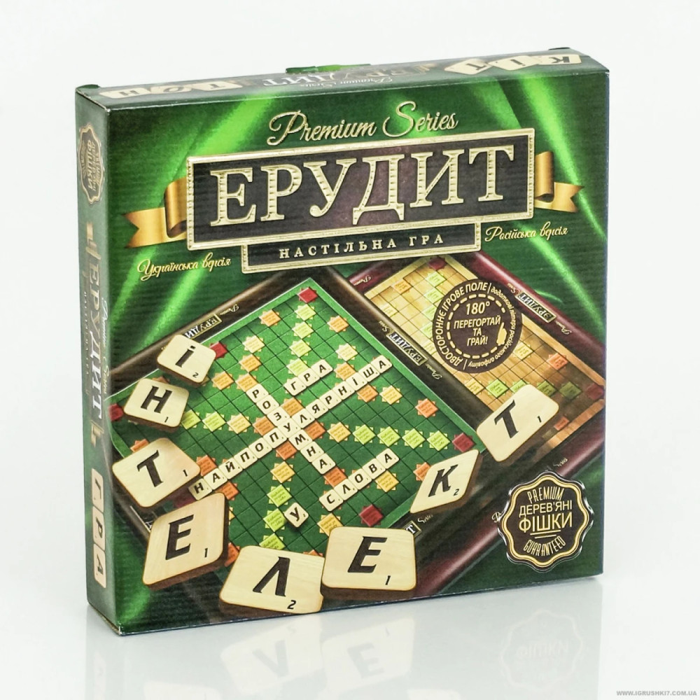 Настольная игра Эрудит 2в1 РУС+УКР, 110 деревянных фишек, Scrabble для всей семьи