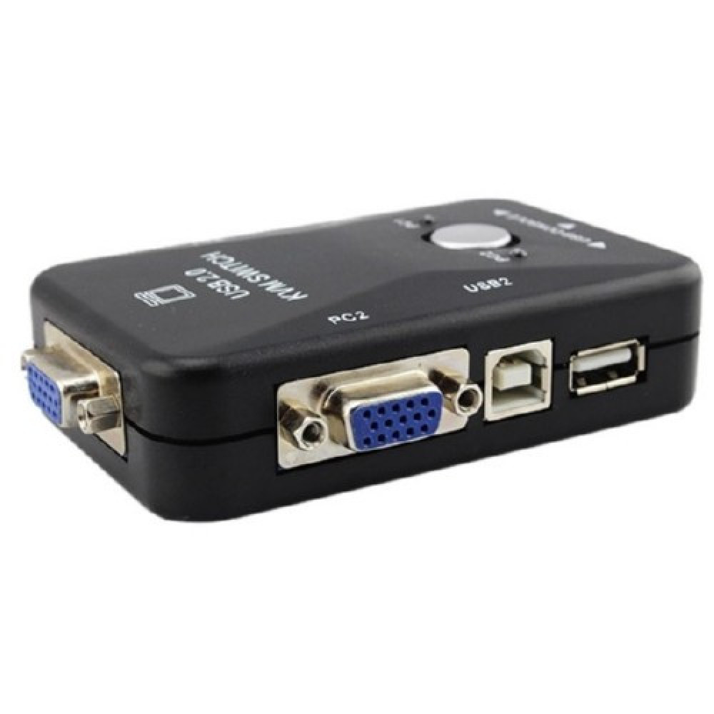 KVM свич 2 порта VGA + USB, переключатель для управления двумя компьютерами
