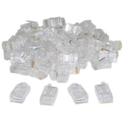 Конектори RJ45 8P8C, набор 100 шт, для кабелі Cat5/Cat5e/Cat6, сетевие разъеми под обжим