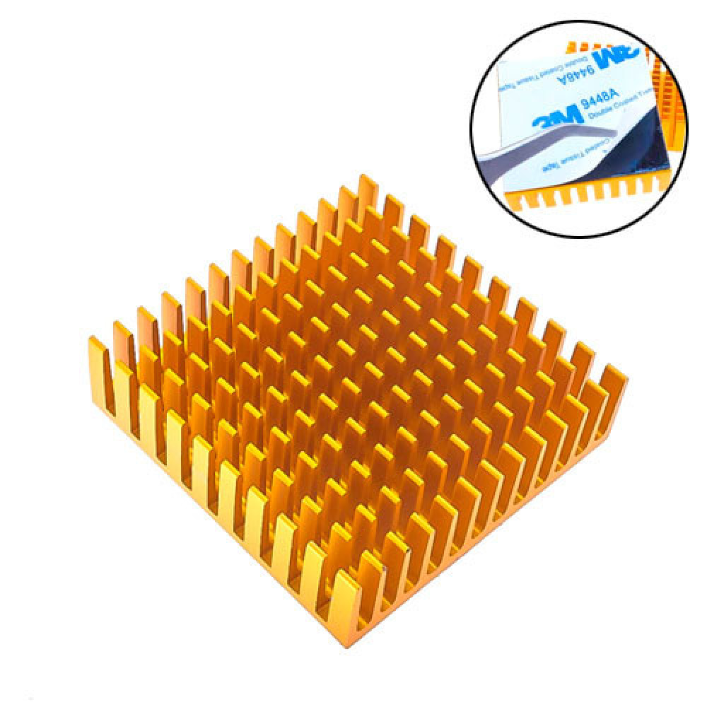 Алюминиевий радиатор (пассивне охлаждение) для LED матриц, VGA, MB 40x40x11мм, клейкий