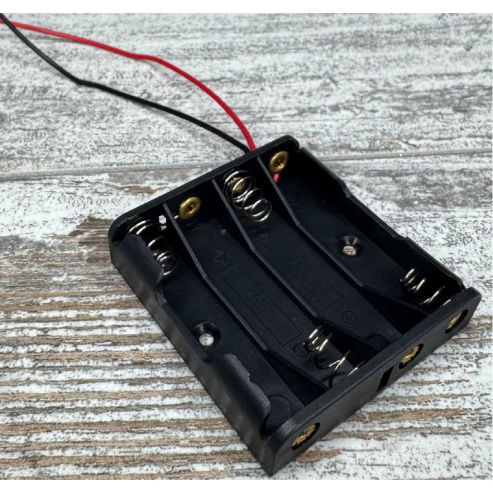 Бокс для батареек 4×AAA 6В с проводами, держатель аккумуляторов для Arduino, DIY, электронных модулей
