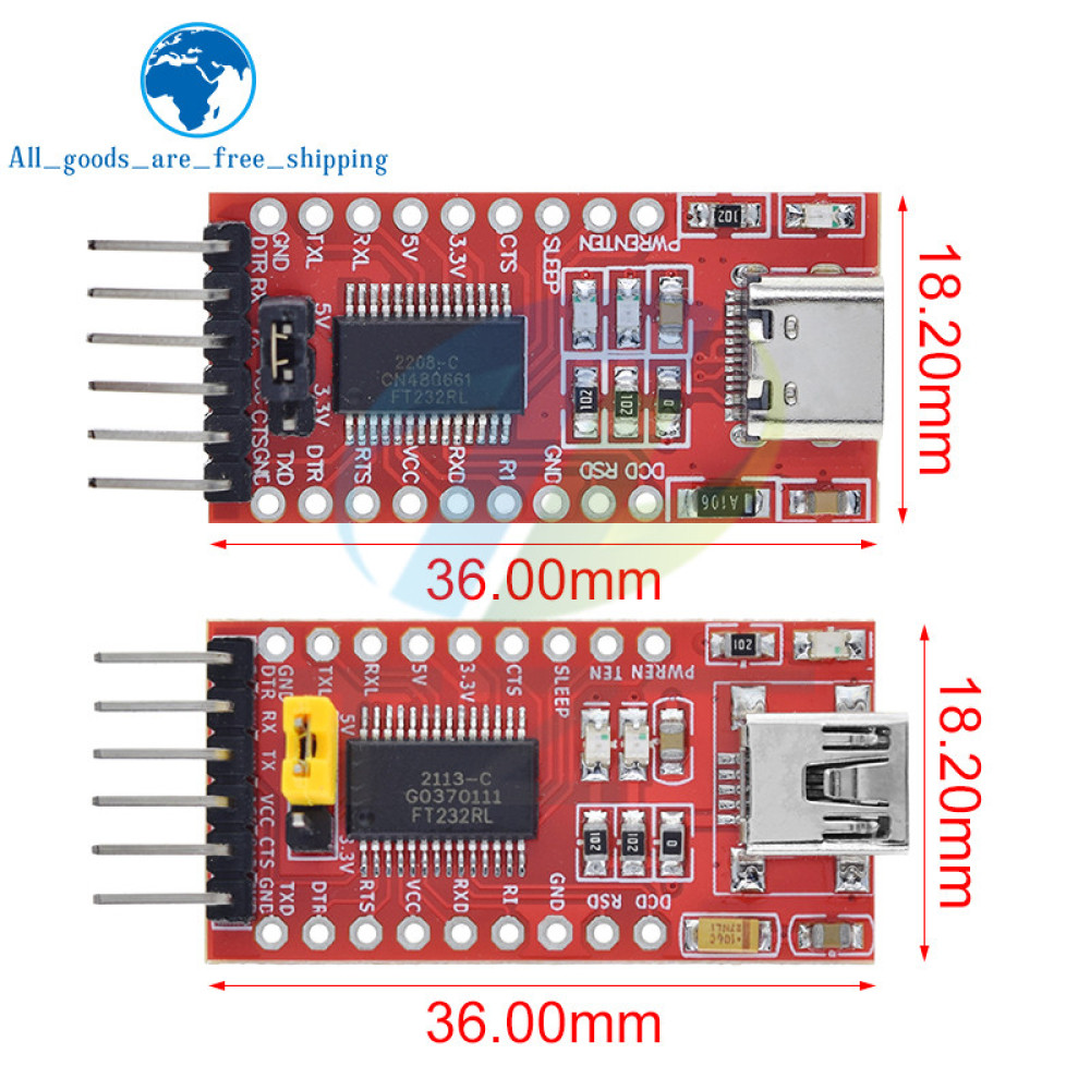 Miniusb - UART TTL FT232RL 6pin конвертер, программатор для Arduino, модуль преобразователя інтерфейсів