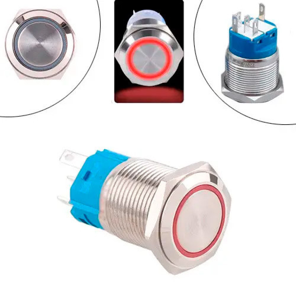 Кнопка коммутационная 22мм возвратная 9-24В 5pin LED красный 22K-P11D