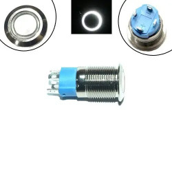 Кнопка нажимная 12 мм возвратная 12 24 В зеленая LED 4 pin 12C P10D металлическая корпус длина 27 мм