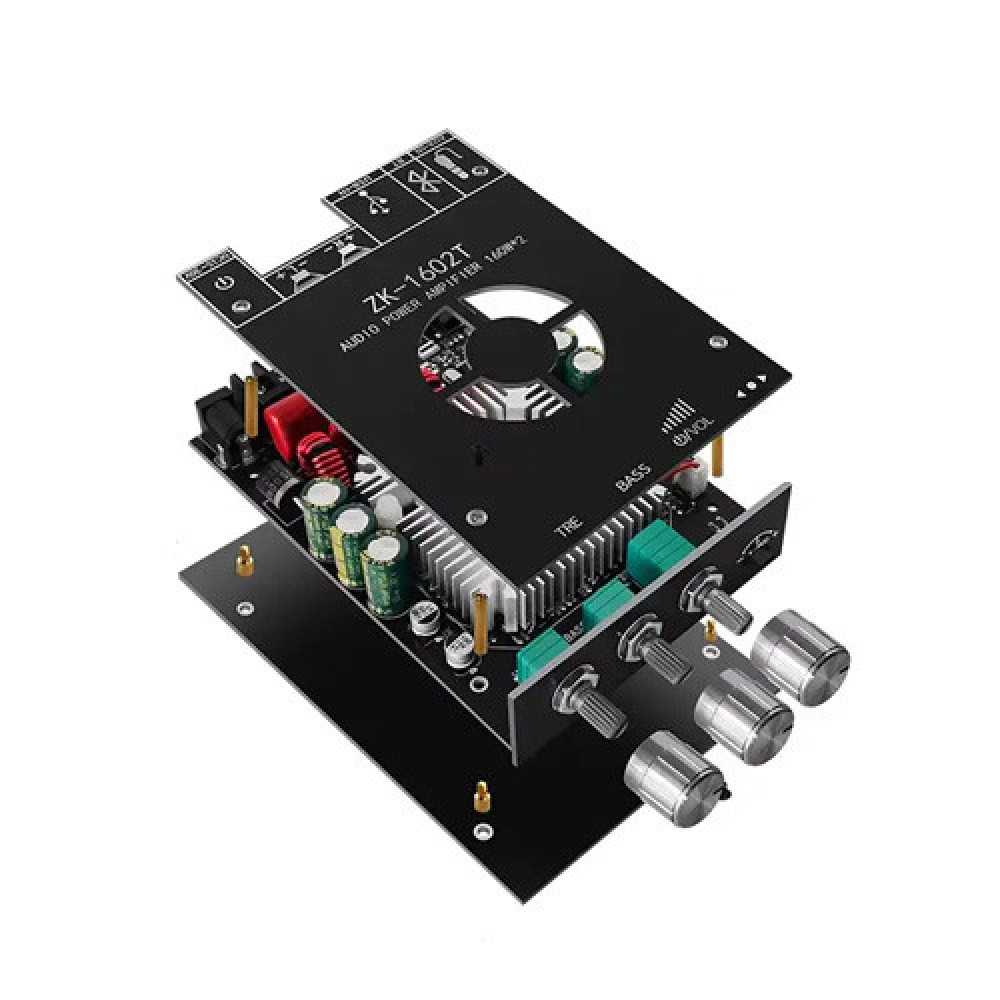 Аудио усилитель для колонок мощность звука 2x160вт Bluetooth 5.0 ZK-1602T TD5182A AUX USB