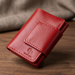 Суворе портмоне жіноче з гладкої шкіри GRANDE PELLE 11153 Червоне