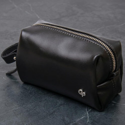 Кожаная глянцевая мужская косметичка GRANDE PELLE 11413 Черный
