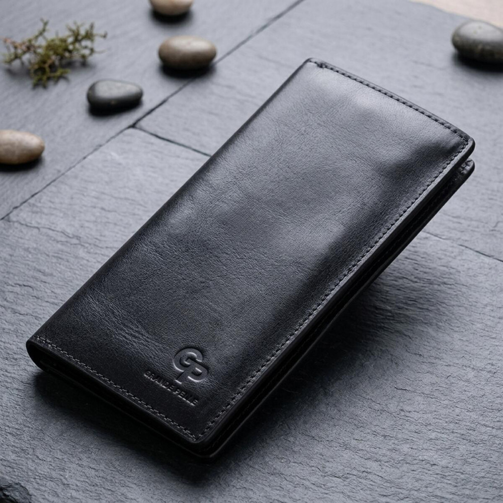 Вертикальное кожаное портмоне унисекс GRANDE PELLE 11556 Синий