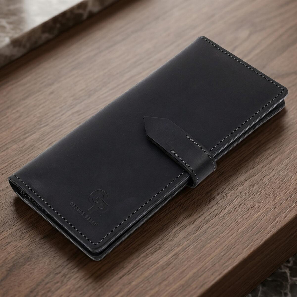 Стильное матовое мужское портмоне GRANDE PELLE 11560 Черный