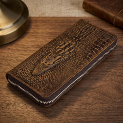Чоловік клатч Vintage 14462 шкіра під крокодила Коричневий