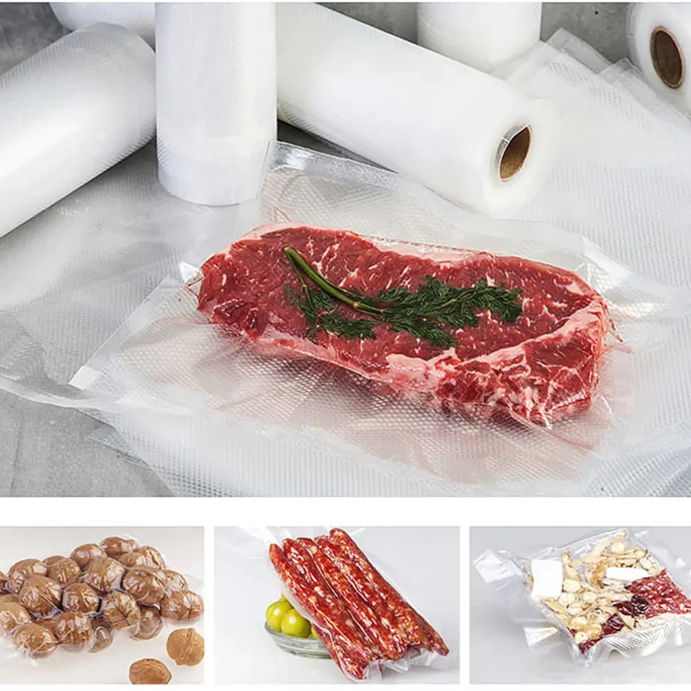 Гофрированные пакеты в рулоне 20x500см для вакууматора, вакуумная пленка для пищевых продуктов